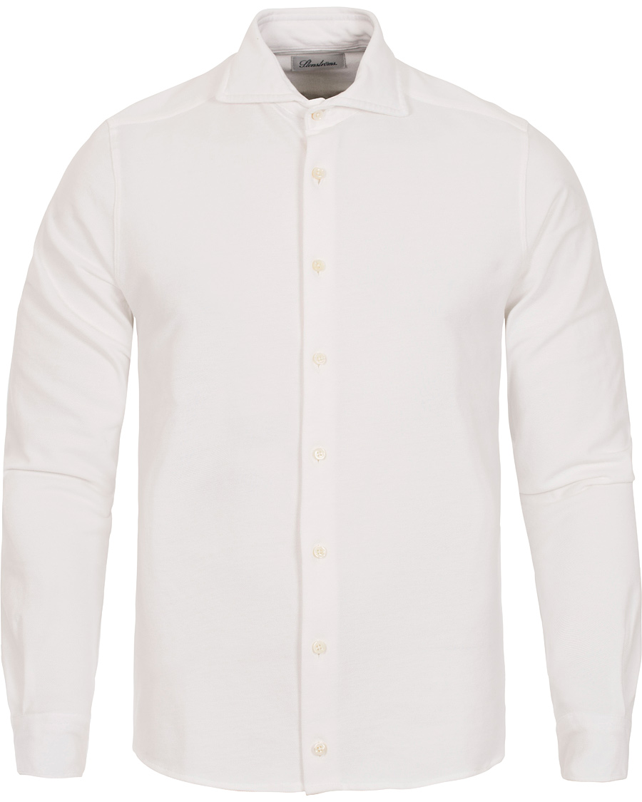 Herre | Skjorter | Stenströms | Pique Long Sleeve Shirt White