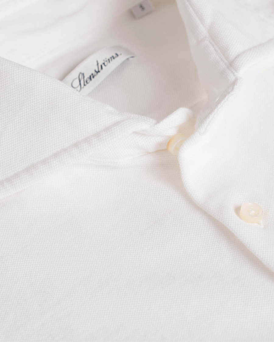 Herre | Skjorter | Stenströms | Pique Long Sleeve Shirt White