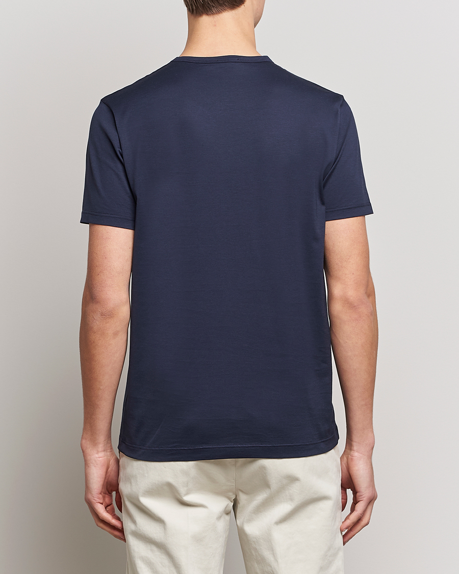 Herre | T-Shirts | Sunspel | Crew Neck Q82 Cotton T-Shirt Navy