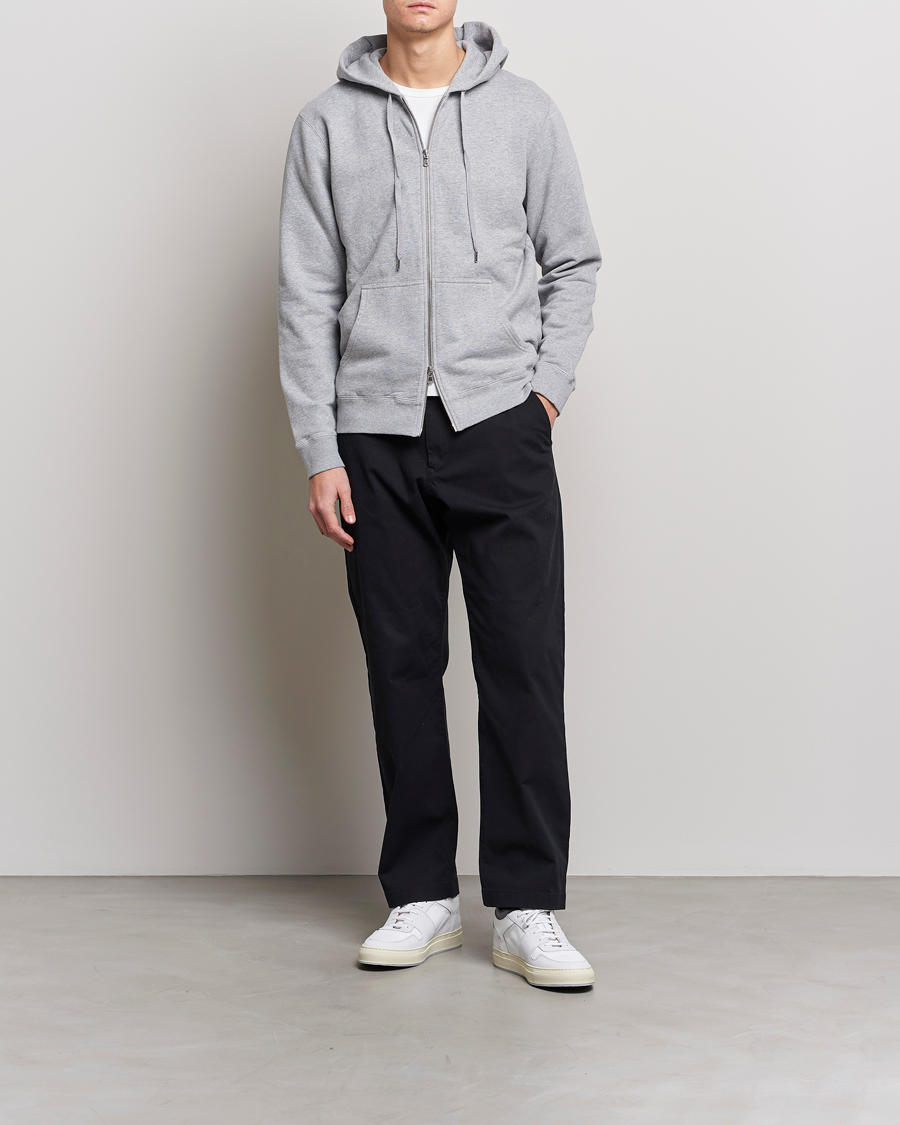 Herre | Gensere | Sunspel | Loopback Full Zip Hoodie Grey Melange