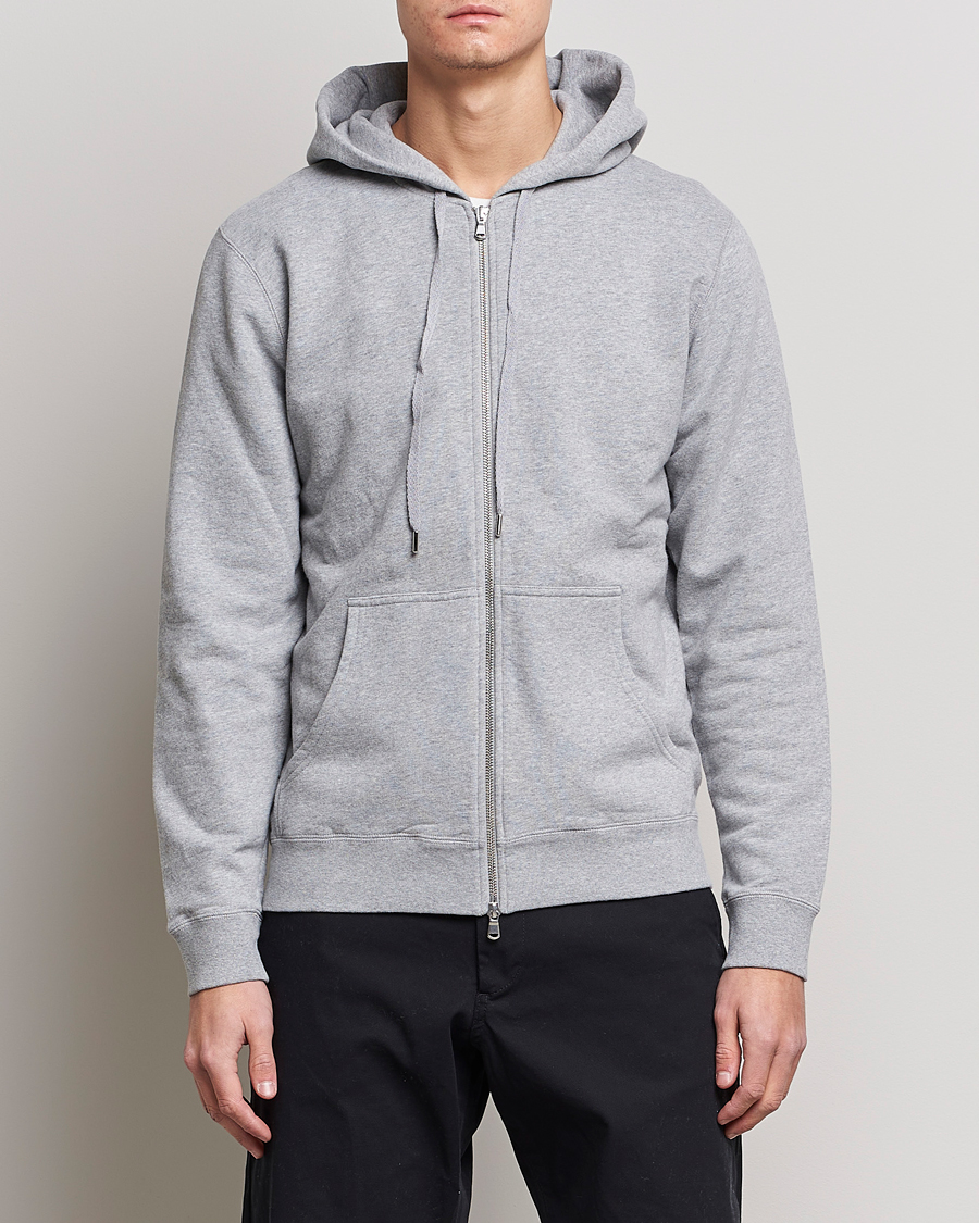 Herre | Loungewear | Sunspel | Loopback Full Zip Hoodie Grey Melange