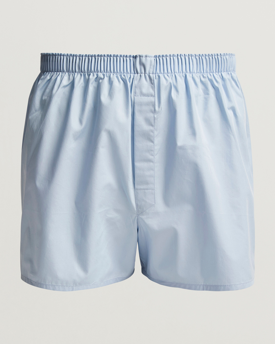 Herre | Undertøy | Sunspel | Classic Woven Cotton Boxer Shorts Plain Blue