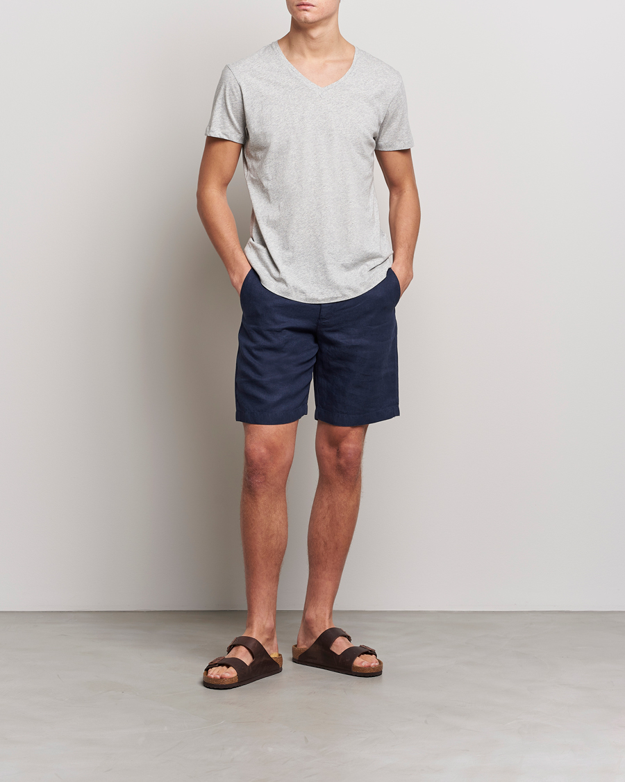 Herre | T-Shirts | Orlebar Brown | OB V-Neck Tee Grey Melange