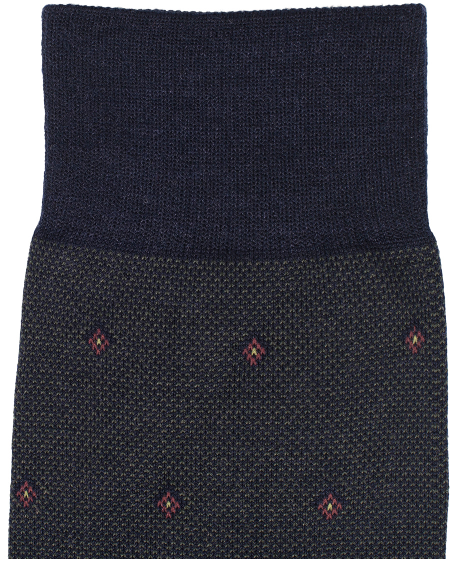 Herre | Undertøy | Pantherella | Black Escorial Wool Birdseye Diamond Sock Navy