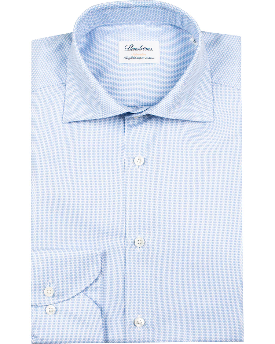 Herre | Skjorter | Stenströms | Superslim Structured Shirt Blue/White