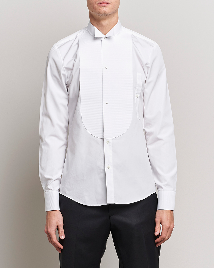 Herre | Black Tie | Stenströms | Slimline Astoria Stand Up Collar Evening Shirt White