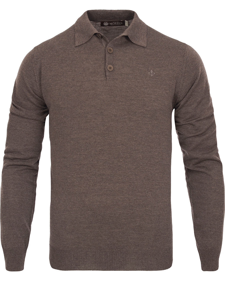 Herre | Gensere | Morris Heritage | Knitted Polo Shirt Brown