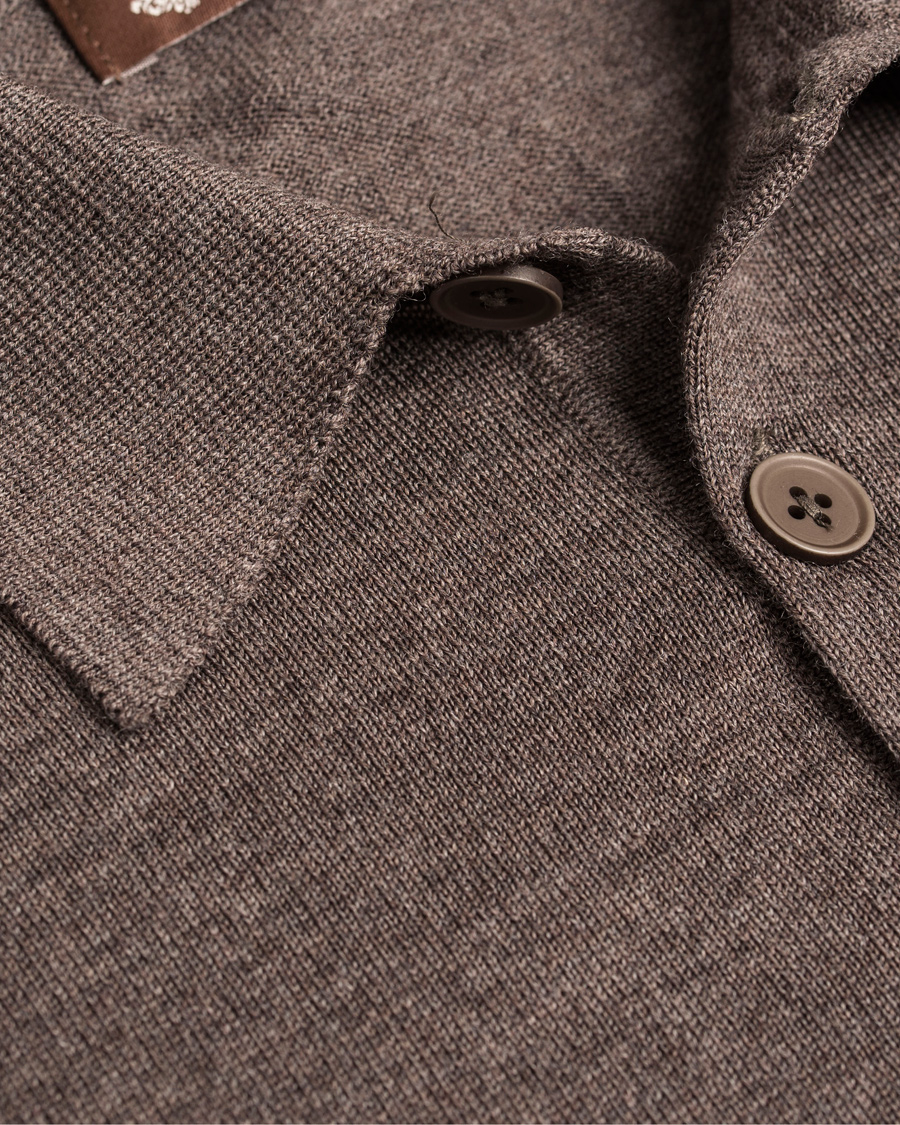 Herre | Gensere | Morris Heritage | Knitted Polo Shirt Brown