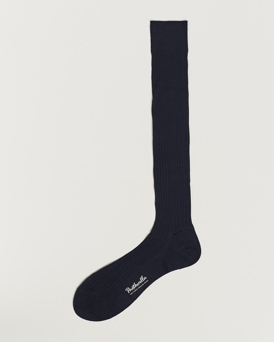 Herre |  | Pantherella | Vale Cotton Long Socks Navy