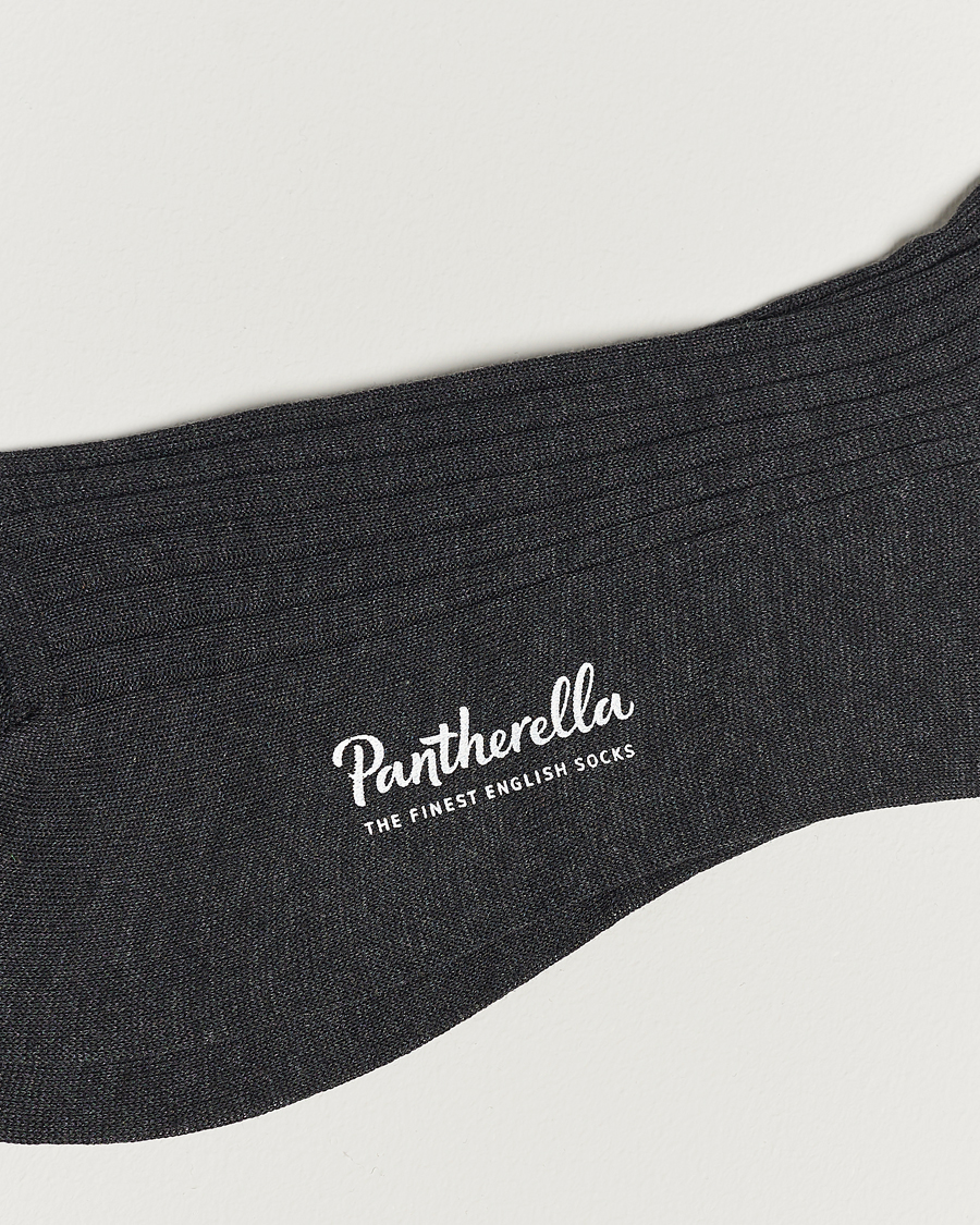 Herre |  | Pantherella | Vale Cotton Long Socks Dark Grey