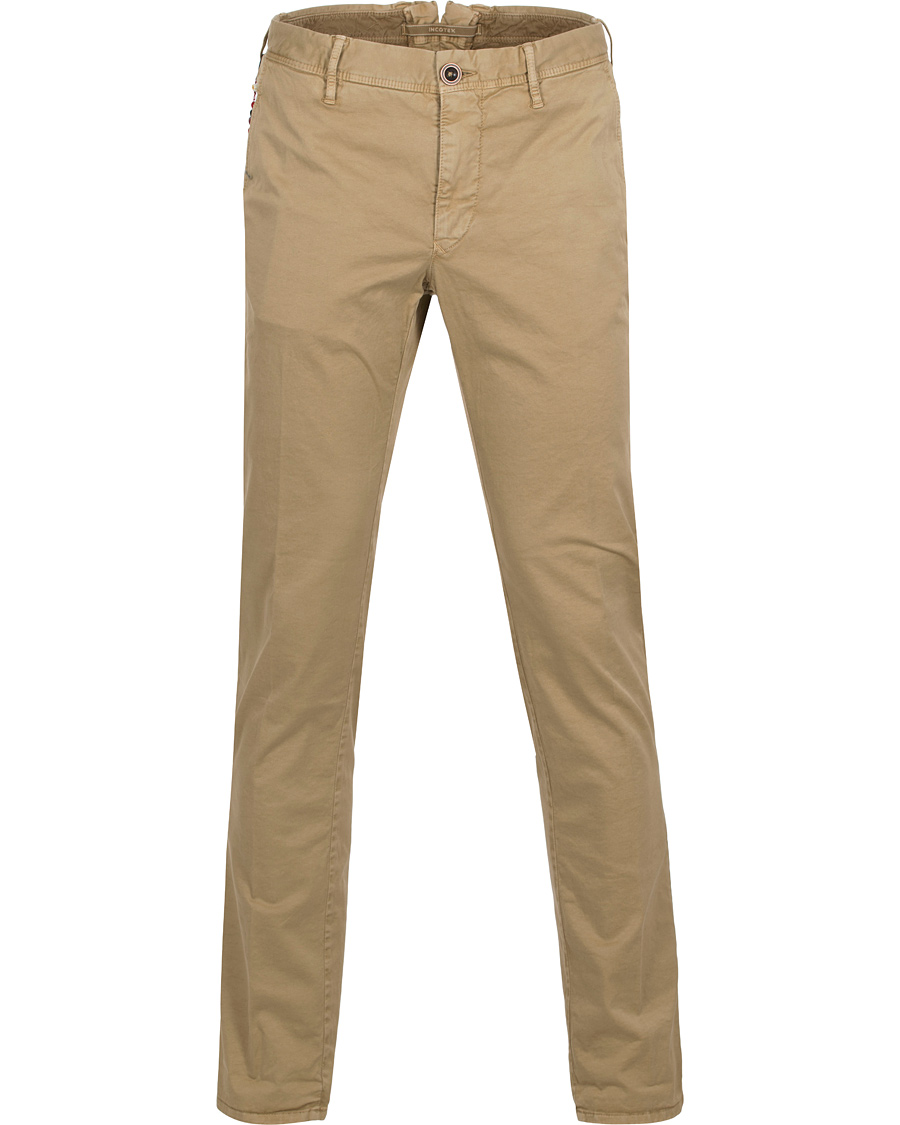 Herre | Bukser | Incotex | Slim Fit Stretch Slacks Khaki