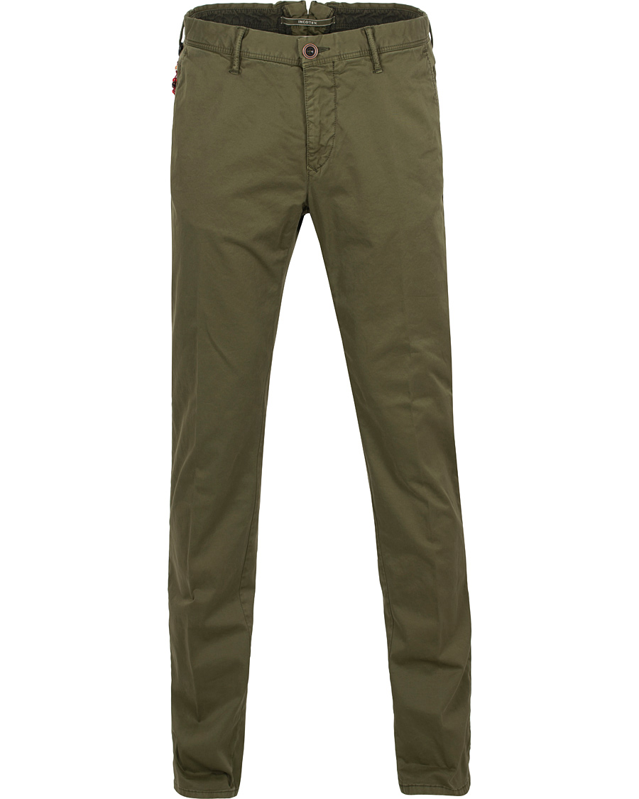 Herre | Bukser | Incotex | Slim Fit Stretch Slacks Army Green