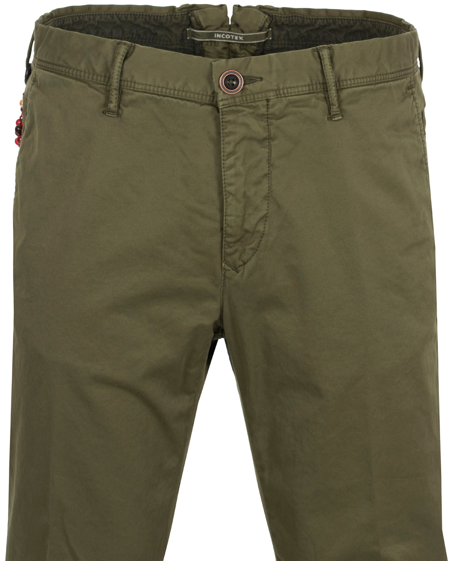 Herre | Bukser | Incotex | Slim Fit Stretch Slacks Army Green