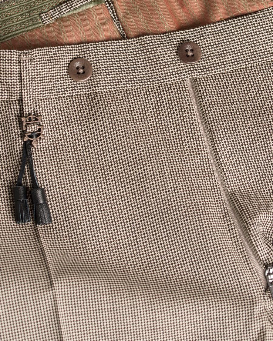 Herre | Bukser | Incotex | Slim Fit Houndstooth Wool Trousers Brown