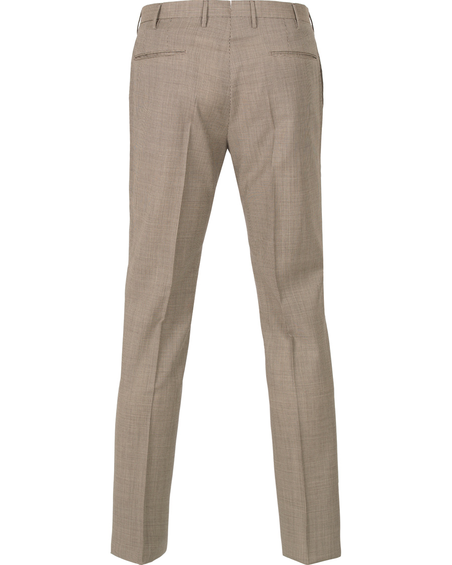 Herre | Bukser | Incotex | Slim Fit Houndstooth Wool Trousers Brown