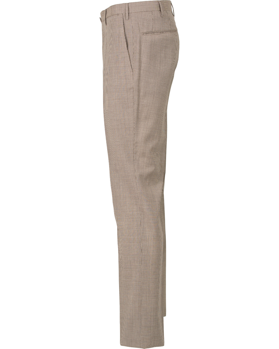 Herre | Bukser | Incotex | Slim Fit Houndstooth Wool Trousers Brown