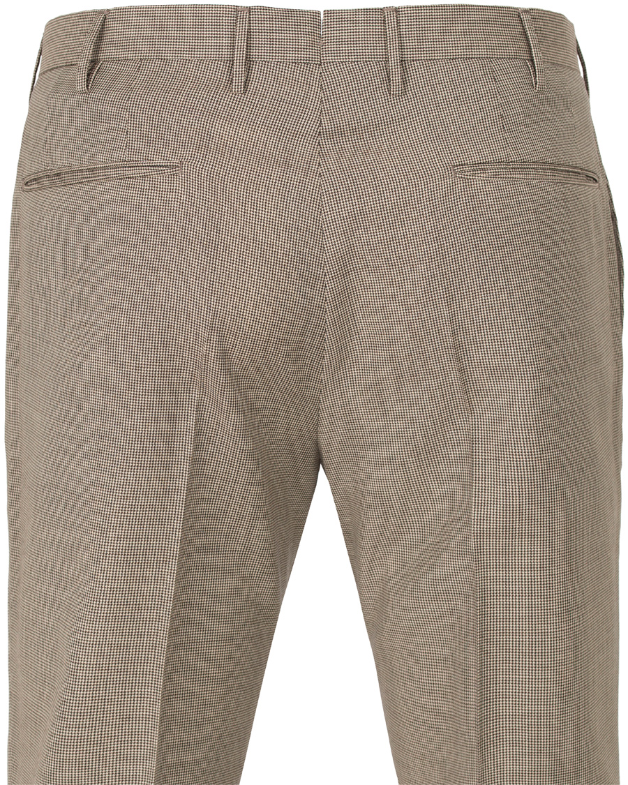 Herre | Bukser | Incotex | Slim Fit Houndstooth Wool Trousers Brown
