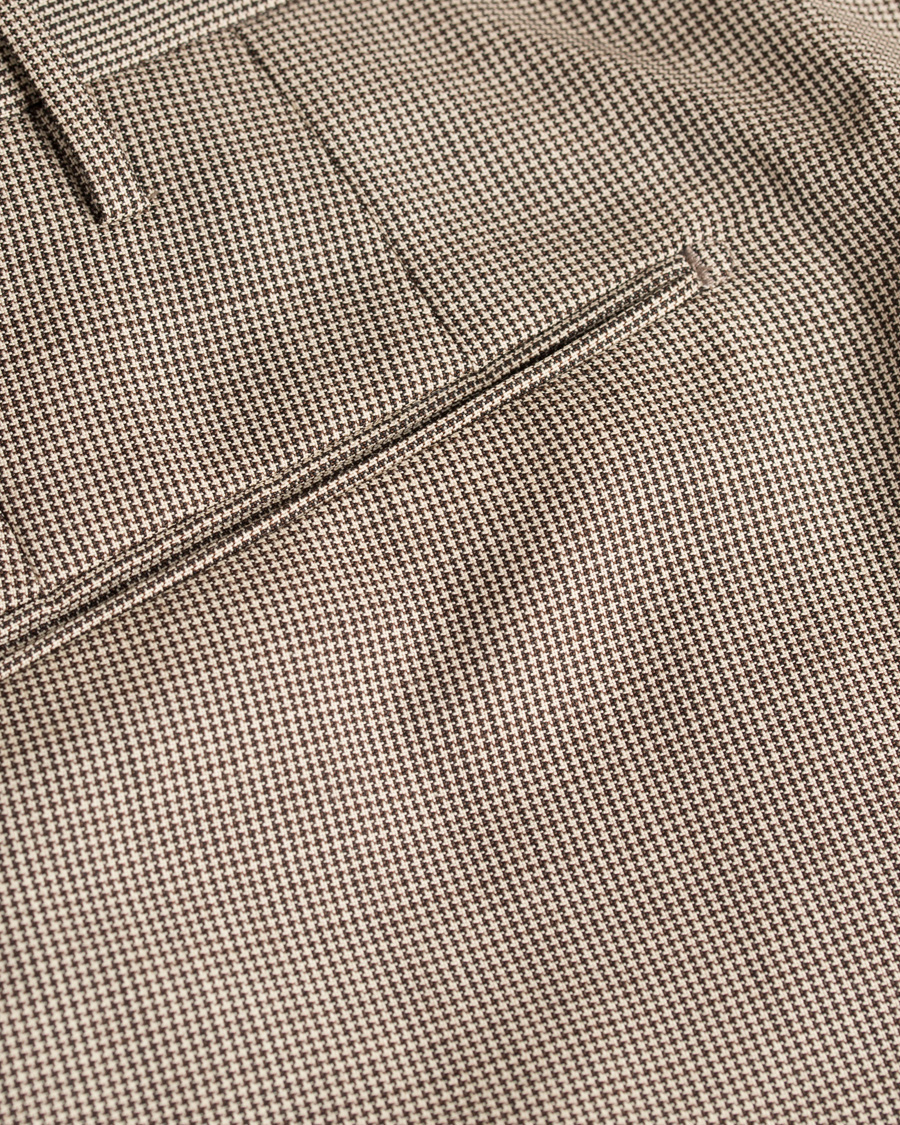 Herre | Bukser | Incotex | Slim Fit Houndstooth Wool Trousers Brown