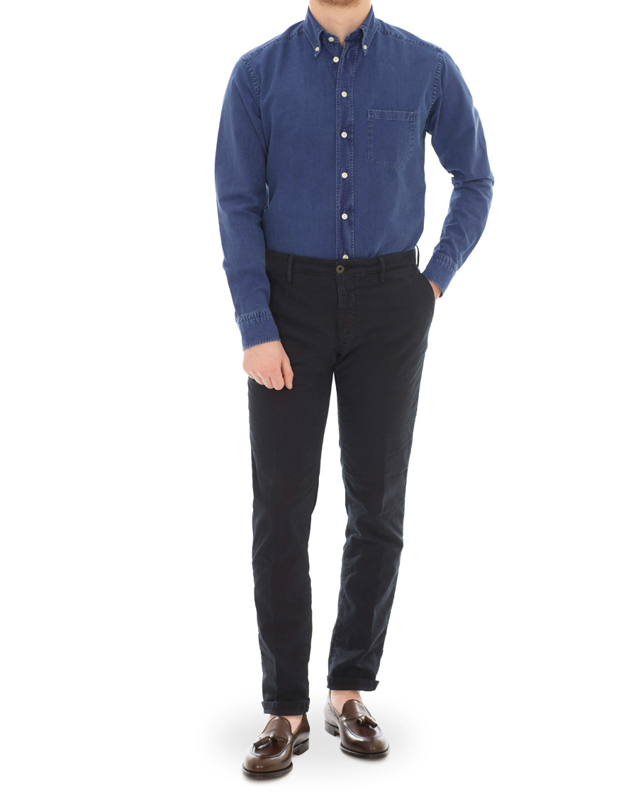 Herre | Skjorter | Eton | Slim Fit Green Ribbon Denim BD Shirt Blue