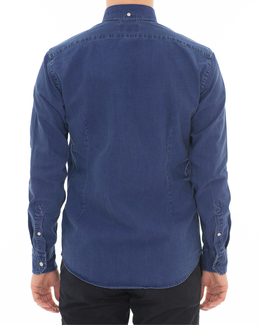 Herre | Skjorter | Eton | Slim Fit Green Ribbon Denim BD Shirt Blue