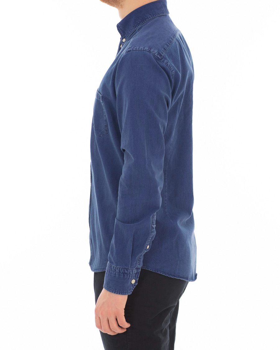 Herre | Skjorter | Eton | Slim Fit Green Ribbon Denim BD Shirt Blue