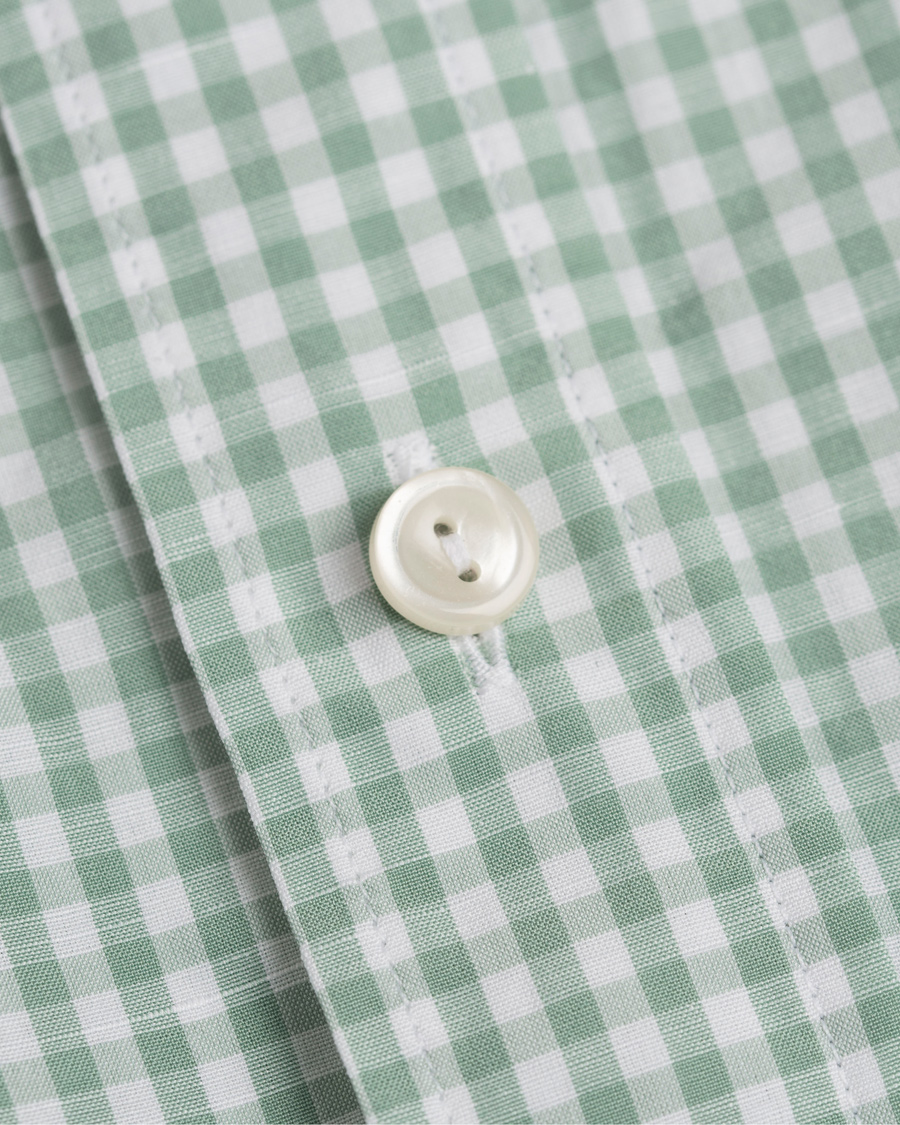 Herre | Skjorter | Eton | Slim Fit Green Ribbon Linen Shirt Green/White