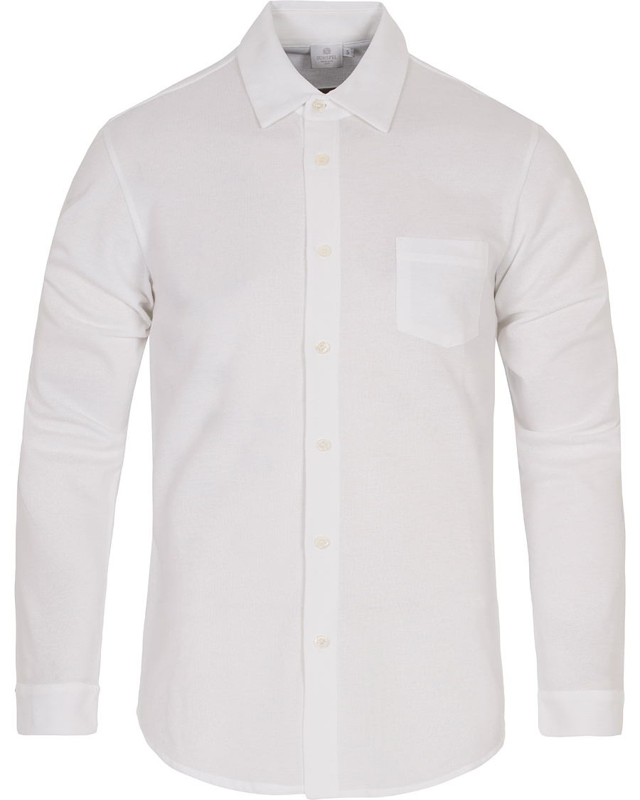 Herre | Skjorter | Sunspel | Long Sleeve Pique Shirt White