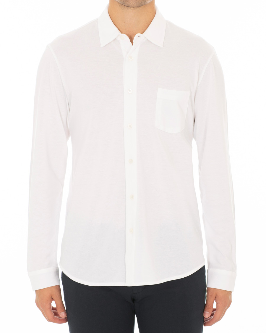 Herre | Skjorter | Sunspel | Long Sleeve Pique Shirt White