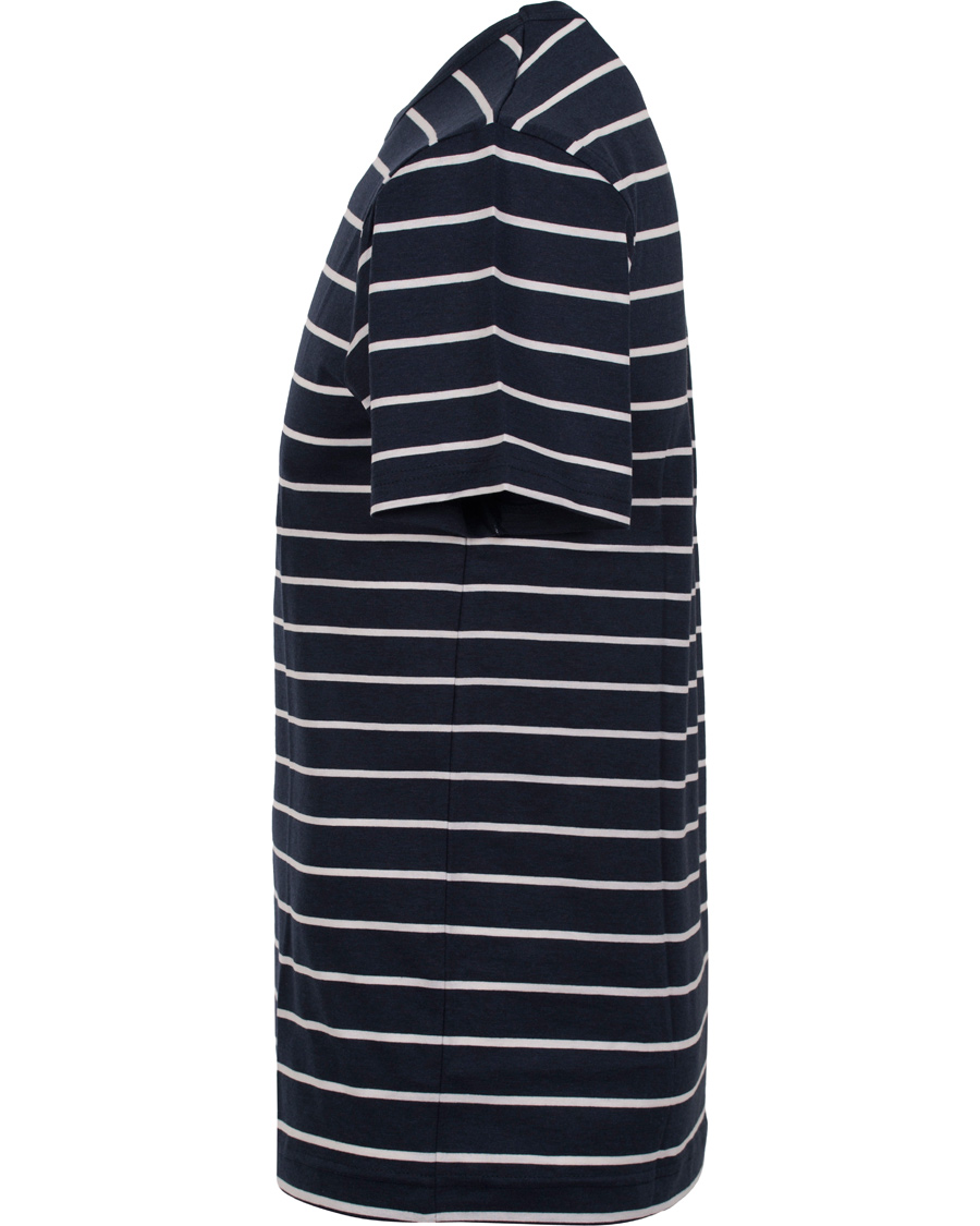 Herre | T-Shirts | Sunspel | Thin Stripe Crew Neck Tee Navy Melange/White