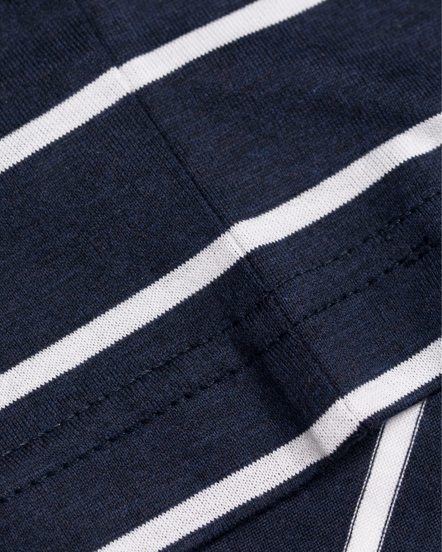 Herre | T-Shirts | Sunspel | Thin Stripe Crew Neck Tee Navy Melange/White