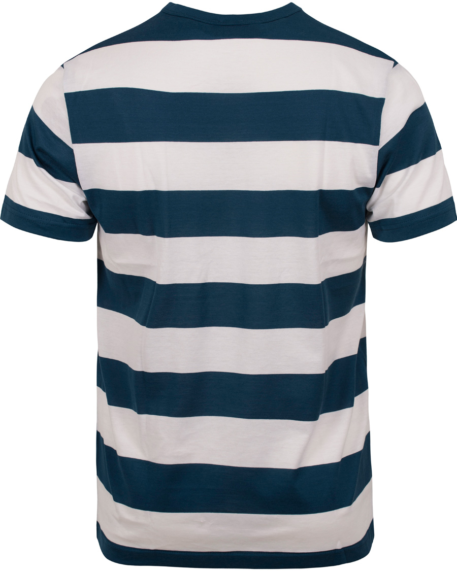 Herre | T-Shirts | Sunspel | Large Stripe Crew Neck Tee Falcon/White Stripe