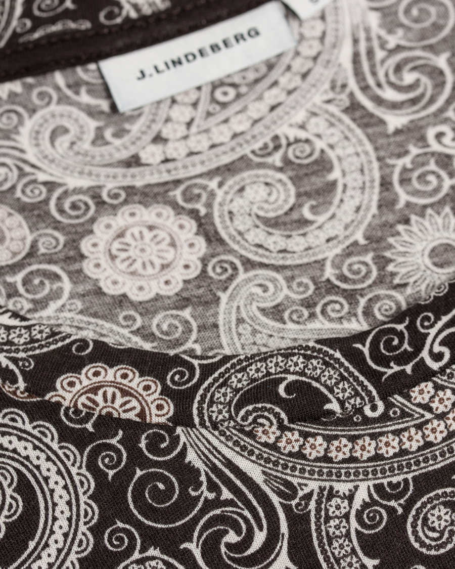 Herre | T-Shirts | J.Lindeberg | Sev C Paisley Snug Jersey Tee White/Brown