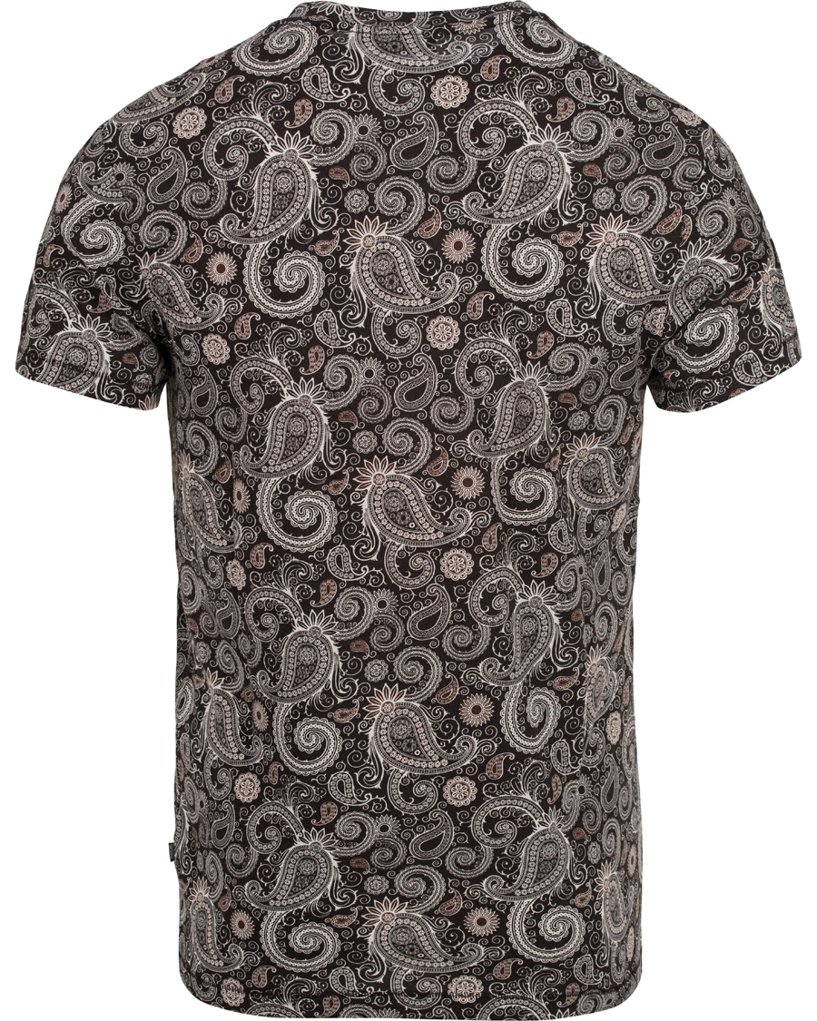 Herre | T-Shirts | J.Lindeberg | Sev C Paisley Snug Jersey Tee White/Brown