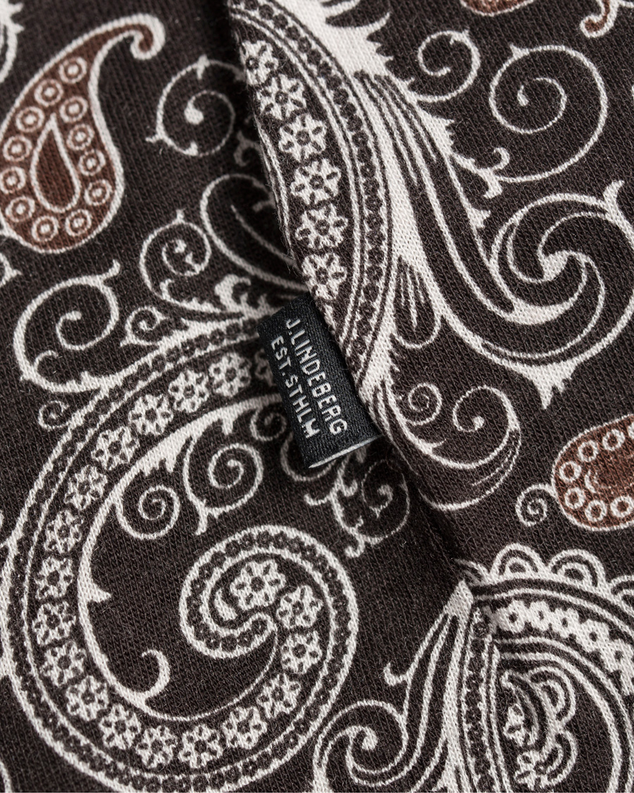 Herre | T-Shirts | J.Lindeberg | Sev C Paisley Snug Jersey Tee White/Brown
