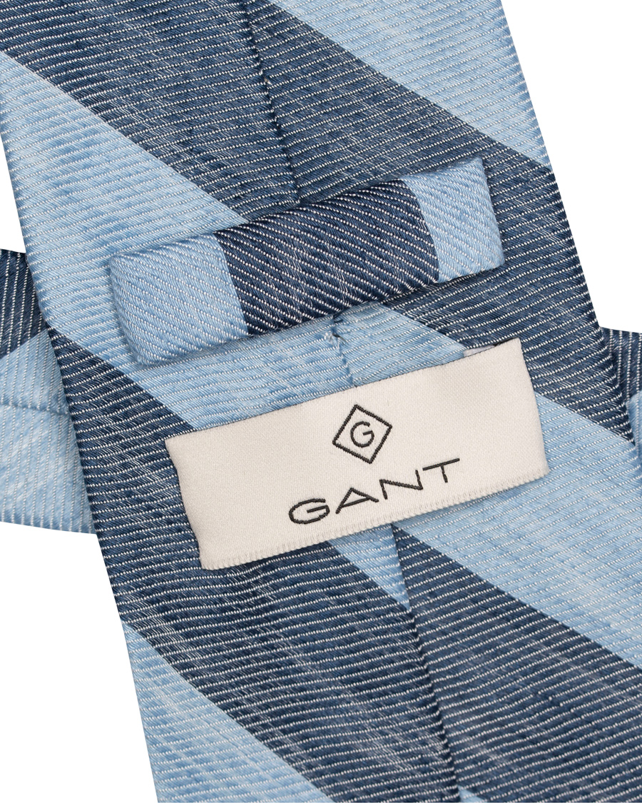 Herre | GANT Diamond G Reb Stripe Linen 8 cm Tie Persian Blue | GANT Diamond G | Reb Stripe Linen 8 cm Tie Persian Blue