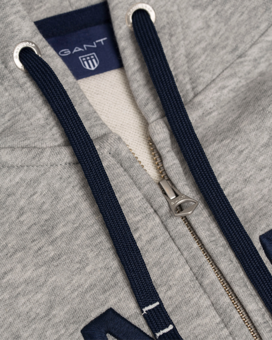 Herre | Gensere | GANT | Full Zip Hoodie Light Grey Melange