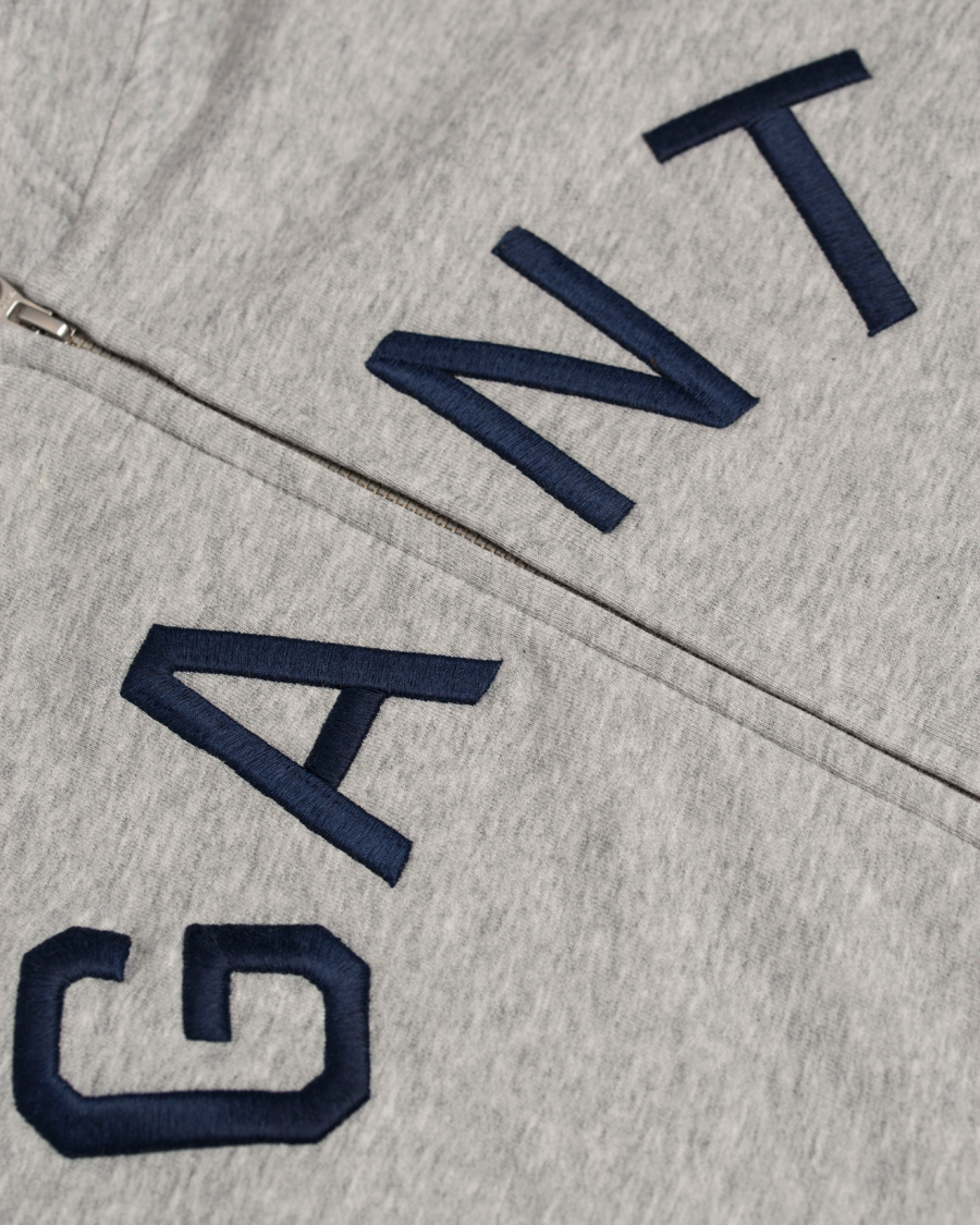Herre | Gensere | GANT | Full Zip Hoodie Light Grey Melange