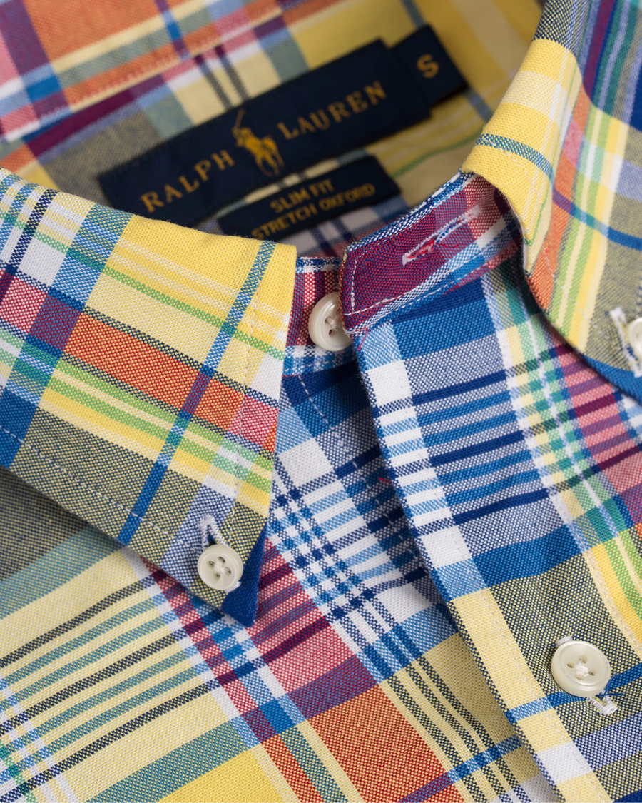 Herre | Skjorter | Polo Ralph Lauren | Slim Fit Oxford Check Stretch Shirt Yellow/Blue