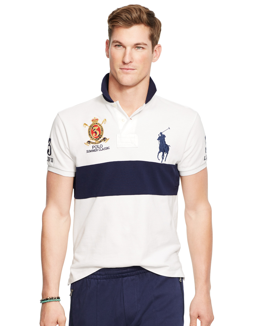 Herre | Pikéer | Polo Ralph Lauren | Blackwatch Block Stripe Polo White