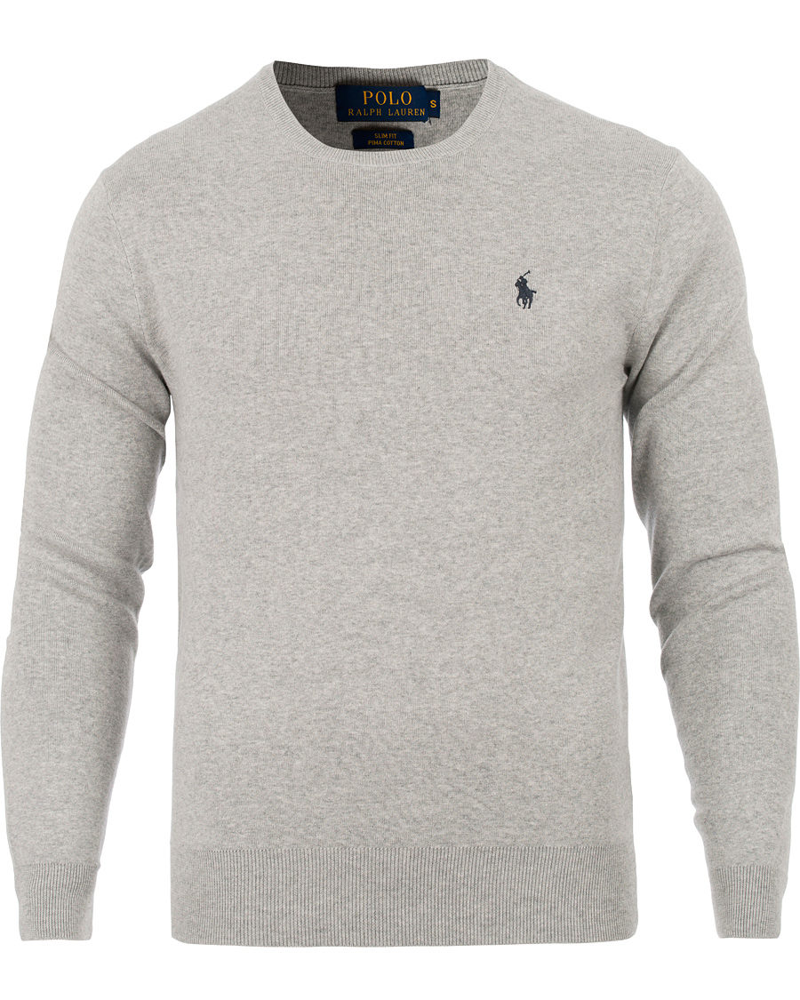 Herre | Gensere | Polo Ralph Lauren | Slim Fit Cotton C-Neck Pullover Grey Heather