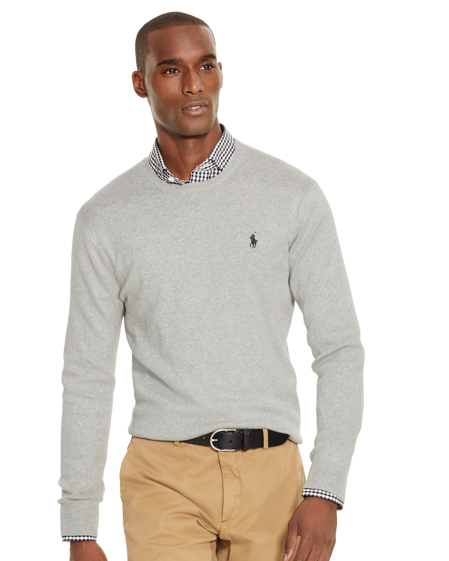 Herre | Gensere | Polo Ralph Lauren | Slim Fit Cotton C-Neck Pullover Grey Heather