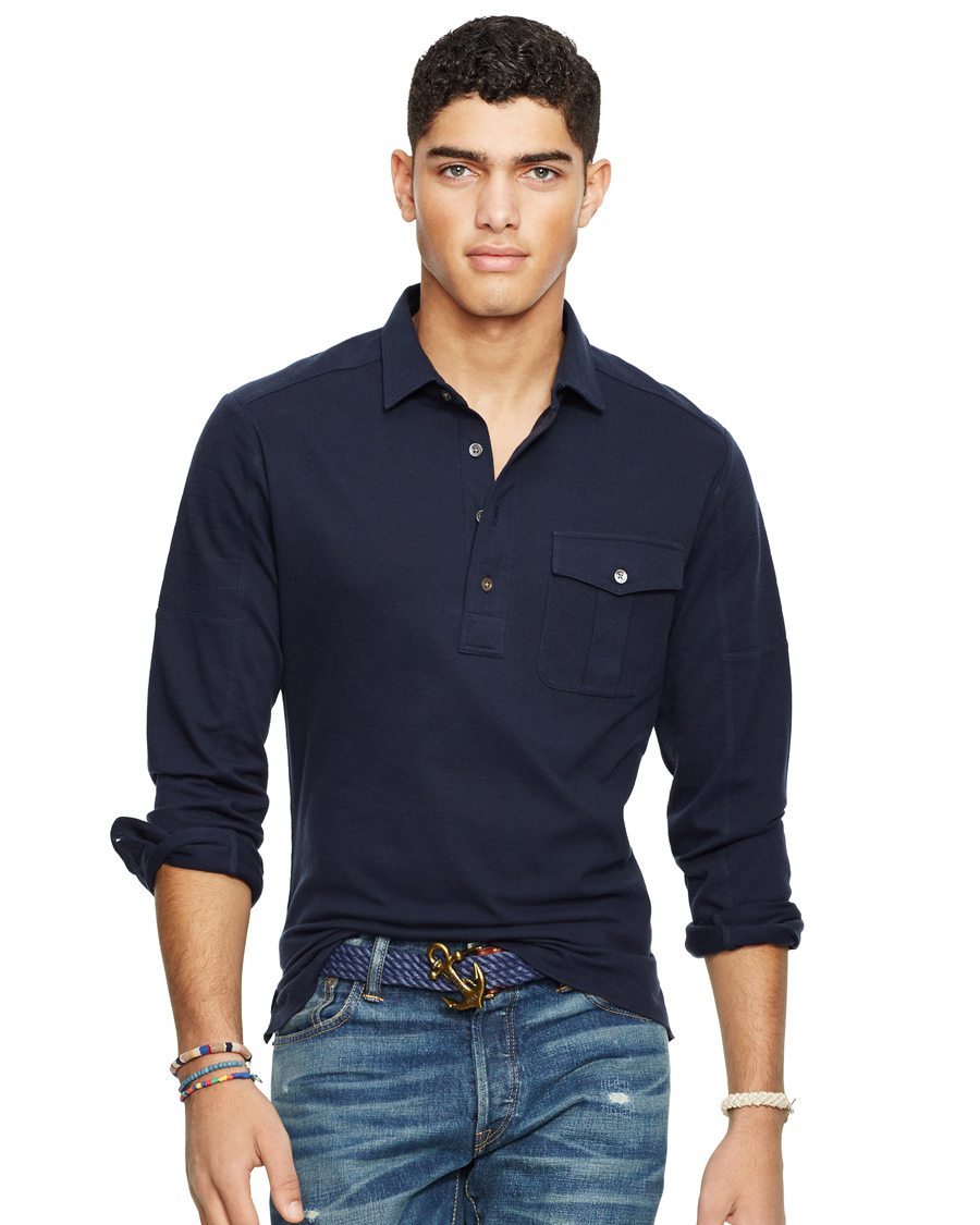 Herre | Gensere | Polo Ralph Lauren | Moto Military Shirt Sweater Aviator Navy