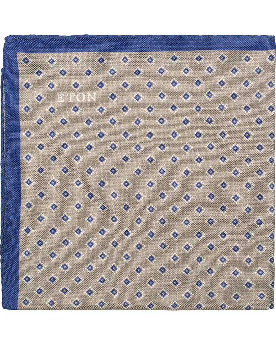 Herre | Eton Printed Medallion Pocket Square Brown | Eton | Printed Medallion Pocket Square Brown