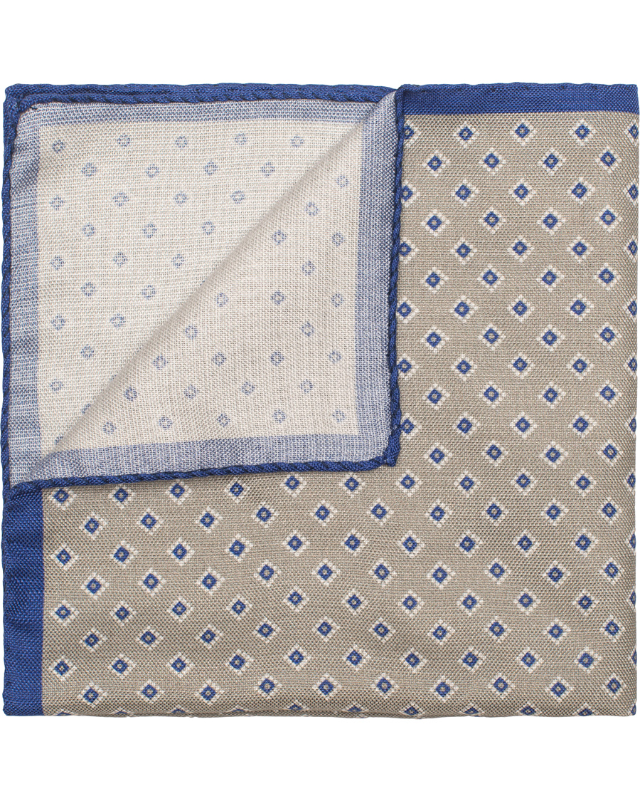 Herre | Eton Printed Medallion Pocket Square Brown | Eton | Printed Medallion Pocket Square Brown