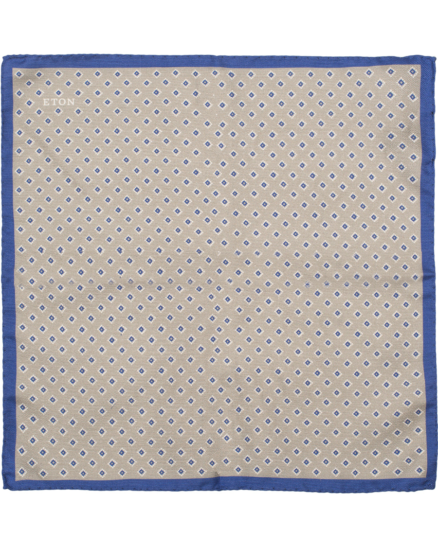 Herre | Eton Printed Medallion Pocket Square Brown | Eton | Printed Medallion Pocket Square Brown