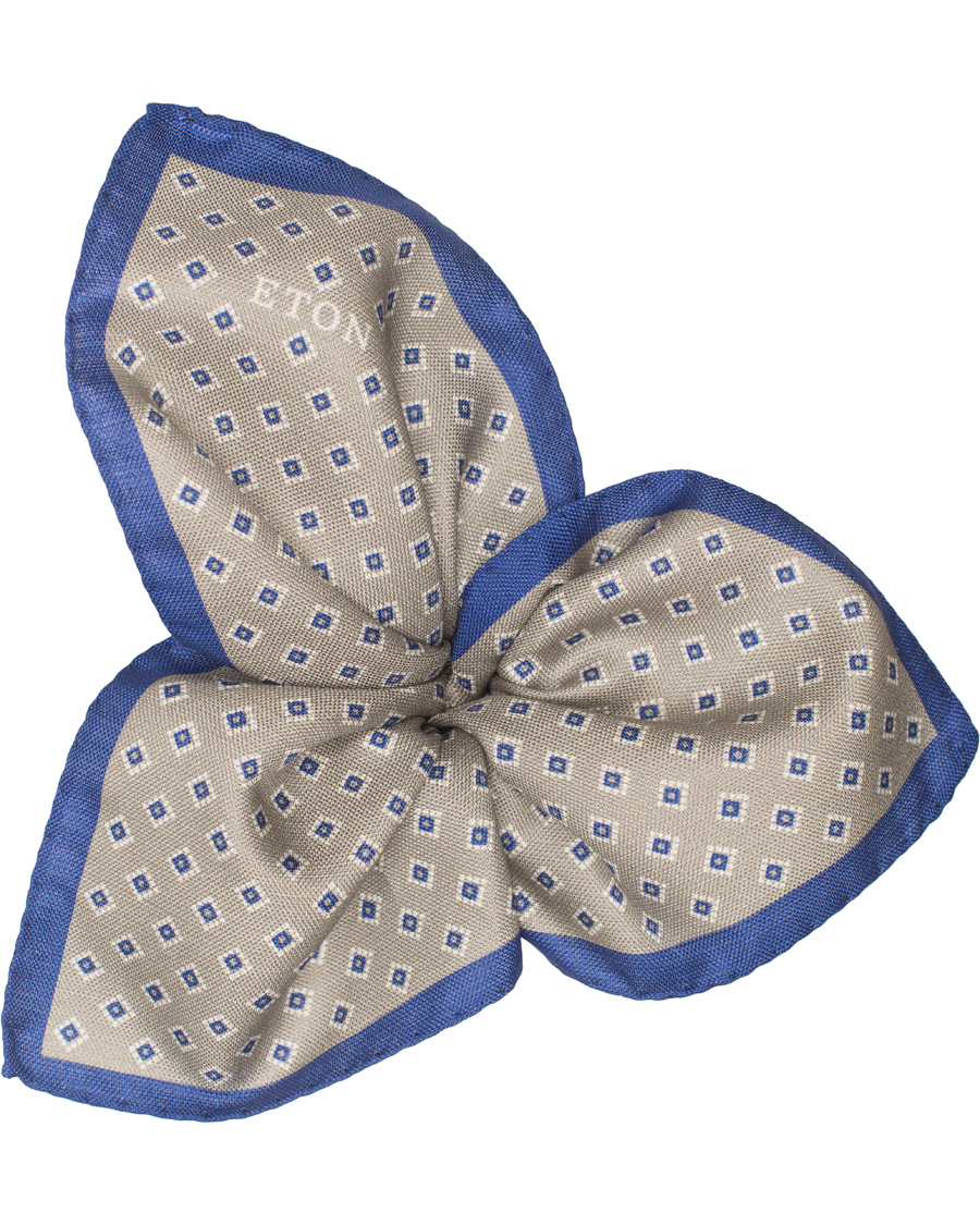 Herre | Eton Printed Medallion Pocket Square Brown | Eton | Printed Medallion Pocket Square Brown