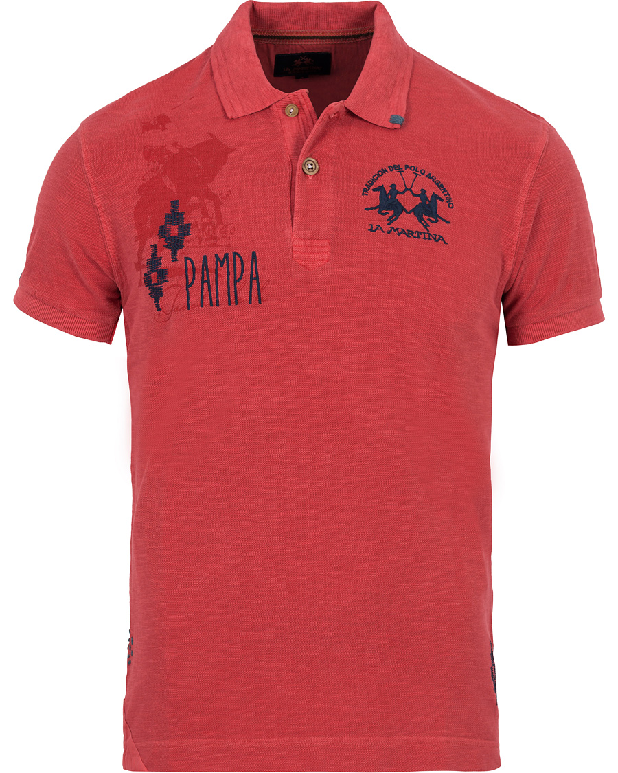 Herre | Pikéer | La Martina | Juarez Vintage Slub Pique Polo Cayenne Red XL