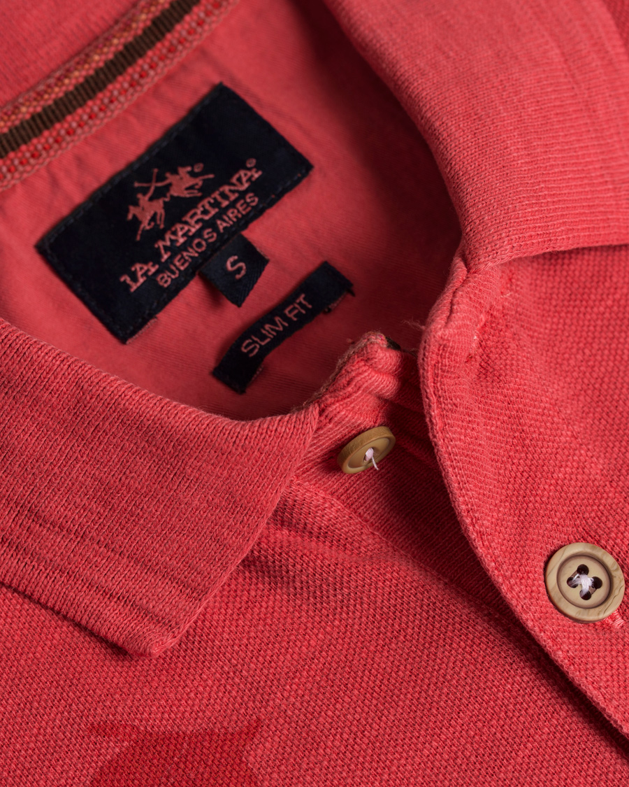 Herre | Pikéer | La Martina | Juarez Vintage Slub Pique Polo Cayenne Red XL