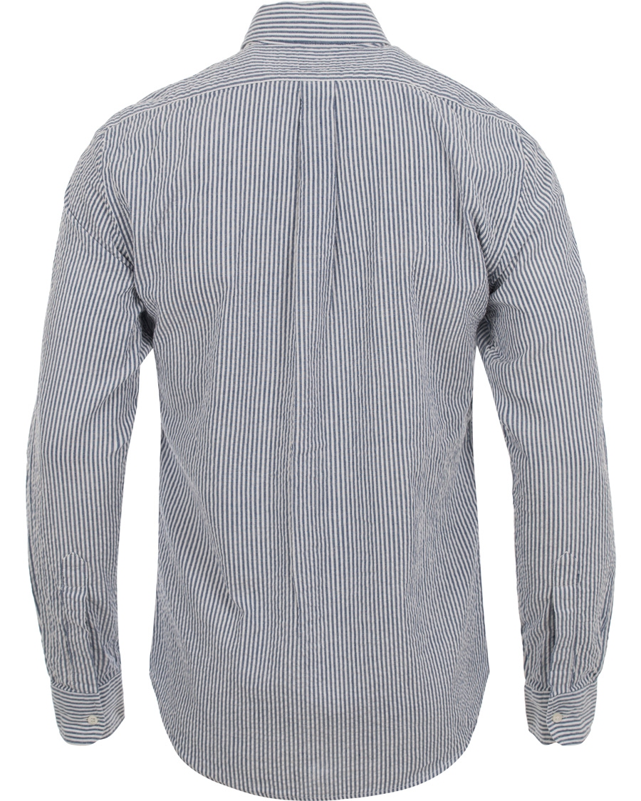 Herre | Skjorter | Aspesi | Seersucker Stripe Shirt Black/Blue