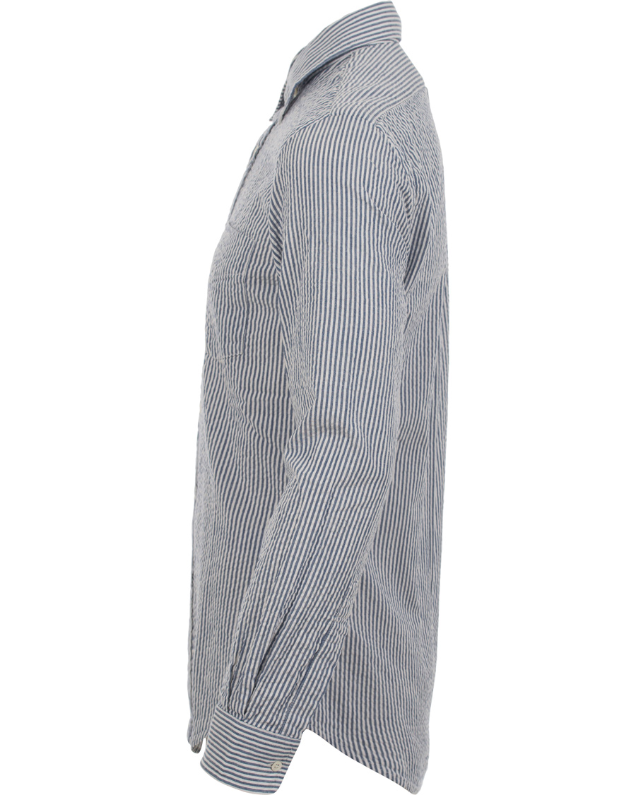 Herre | Skjorter | Aspesi | Seersucker Stripe Shirt Black/Blue
